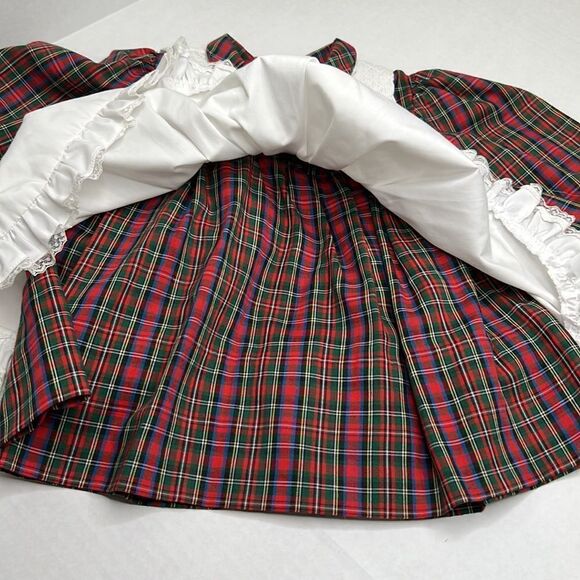 Petit Ami red Plaid dress white smocked embroidered pinafore Vintage size 2T EUC - Picture 7 of 14